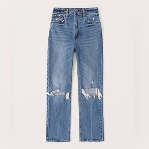 Abercrombie & Fitch Ultra High Rise Ankle Straight Jeans Distressed, Size 31/12L